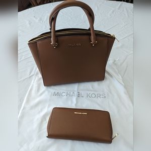 Michael Kors Satchel and Continental Wristlet